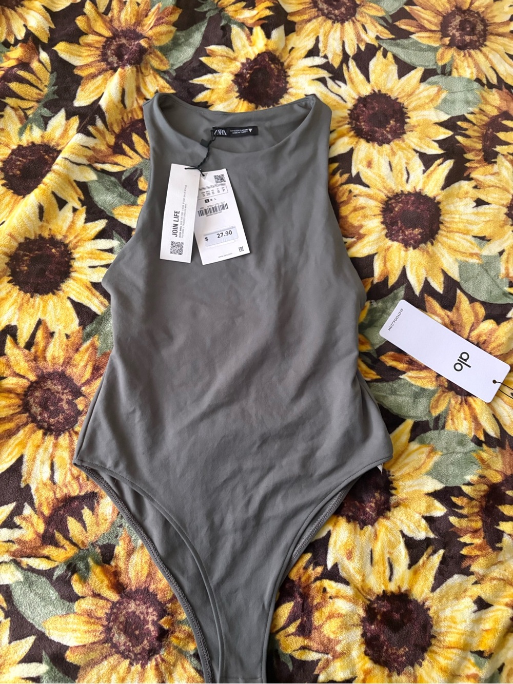 Zara  Olive Green Sleeveless One-Piece
